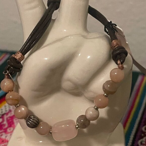 Peyote Bird Free Spirit Genuine Stone & Sterling Silver Bracelet With Leather Co - Picture 7 of 7